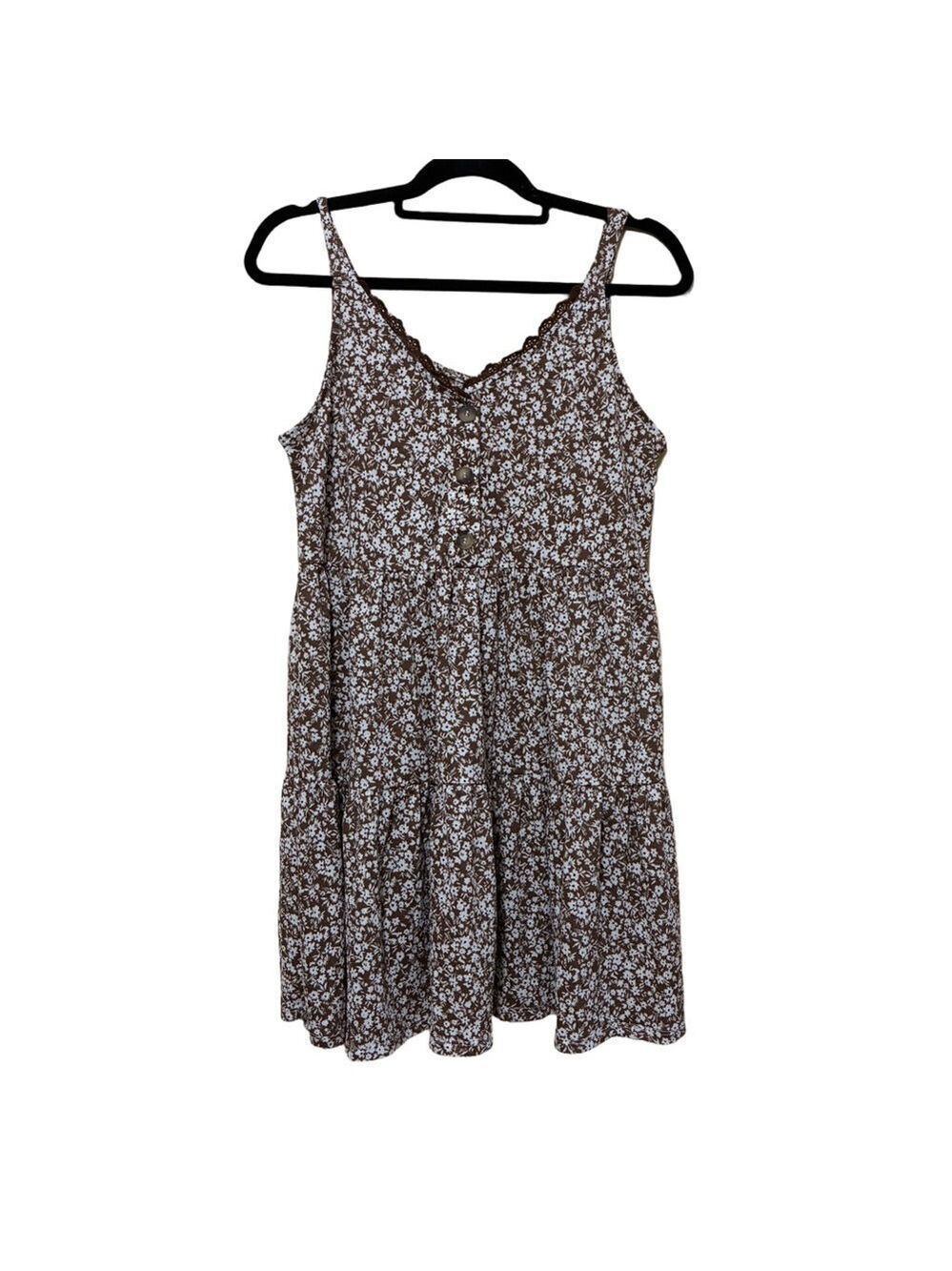 Altar’d State Sleeveless Mini Tank Babydoll Dress Women’s M Brown Floral
